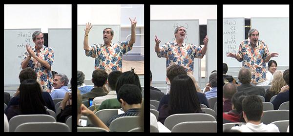 man teaching a lecture to class